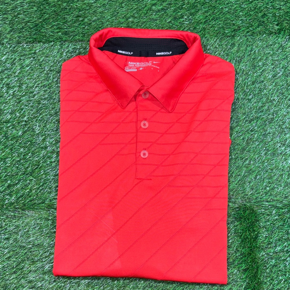 Nike Dri-Fit Tour Performance Men's Vibrant Blood Red Golf Polo Shirt Size Large